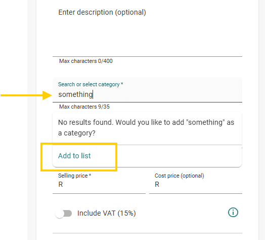 Step 2: Type the name of the category you want to add