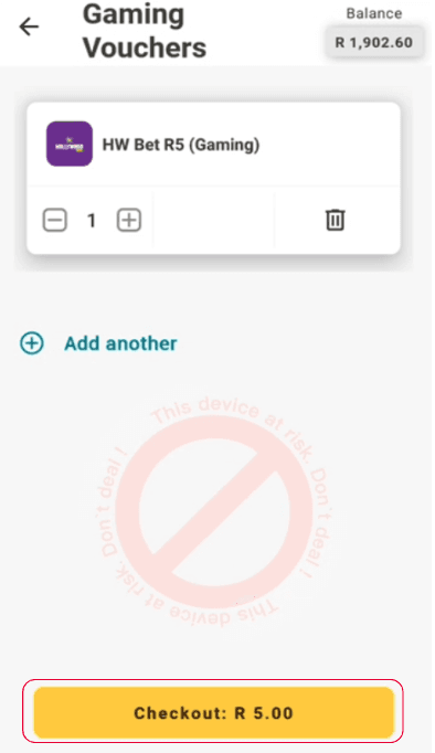 Step 6: Checkout and Confirm the purchase from your prepaid balance
