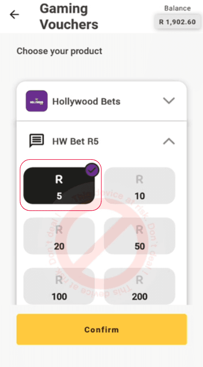 Step 5: Select your voucher Amount