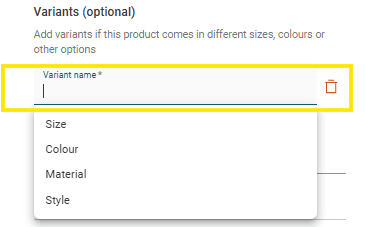 Step 2: Specify the variant name